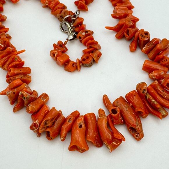 Natural Red Branch Coral Necklace 18” Vintage - Picture 5 of 8